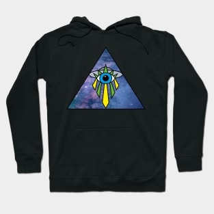 Illuminati Pyramid UFO Eye Art Deco Geometric Galaxy Starry Sky Space Hoodie